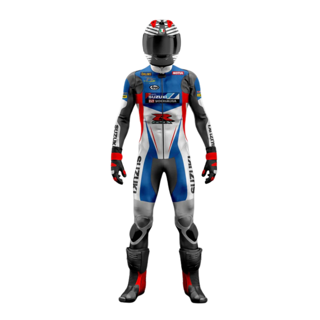 Custom Electric Blue Ice Titan Black Spidi Trend Leather Race Suit