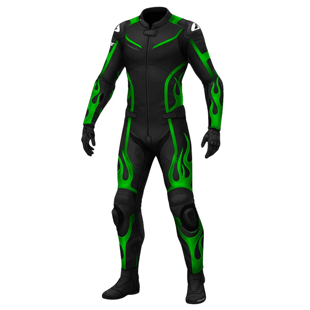 Custom Patriot Blue GP Kawasaki Lime Apex Motorcycle Race Suit
