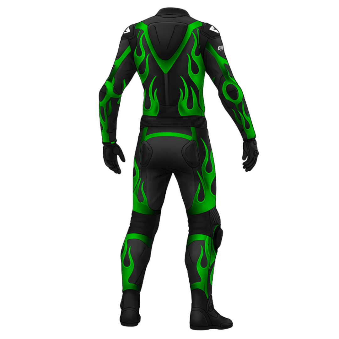 Custom Patriot Blue GP Kawasaki Lime Apex Motorcycle Race Suit
