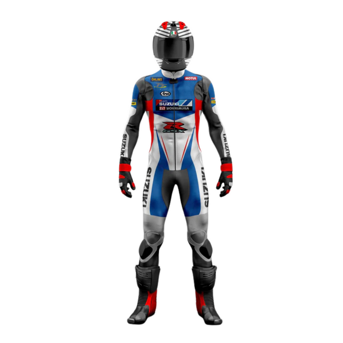Custom Electric Blue Ice Titan Black Spidi Trend Leather Race Suit