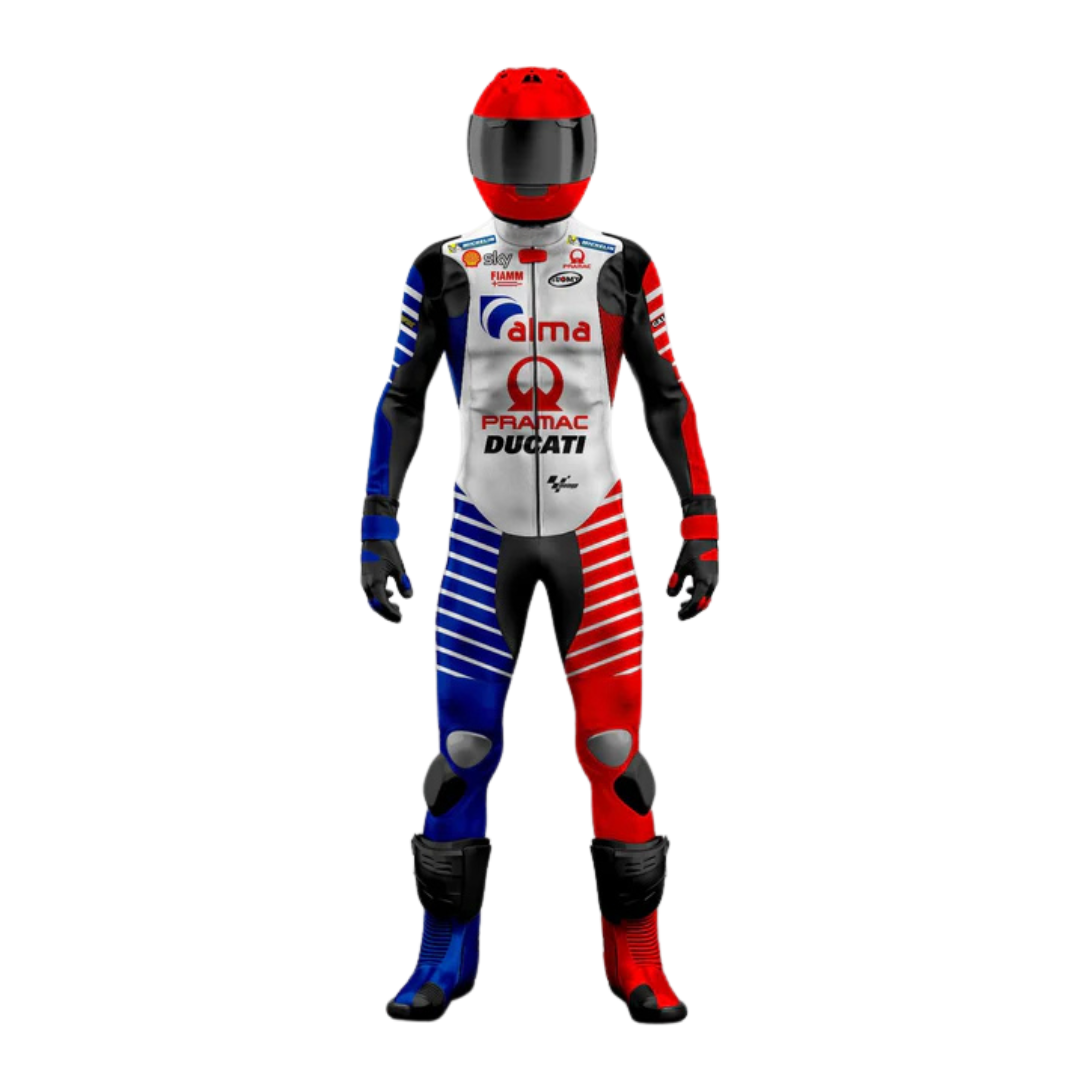 Custom Silver Blue Circuit Sprint GP Motorcycle Racing Gear Suit